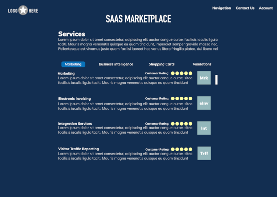 High resolution mockup of the page for browsing services