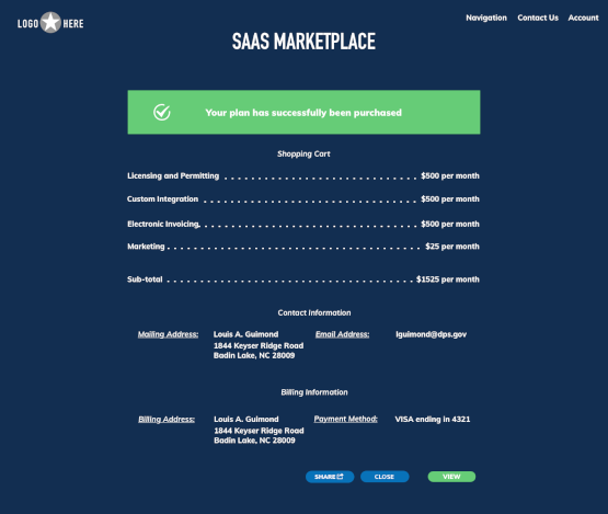 High resolution mockup of the reciept page after purchasing a product