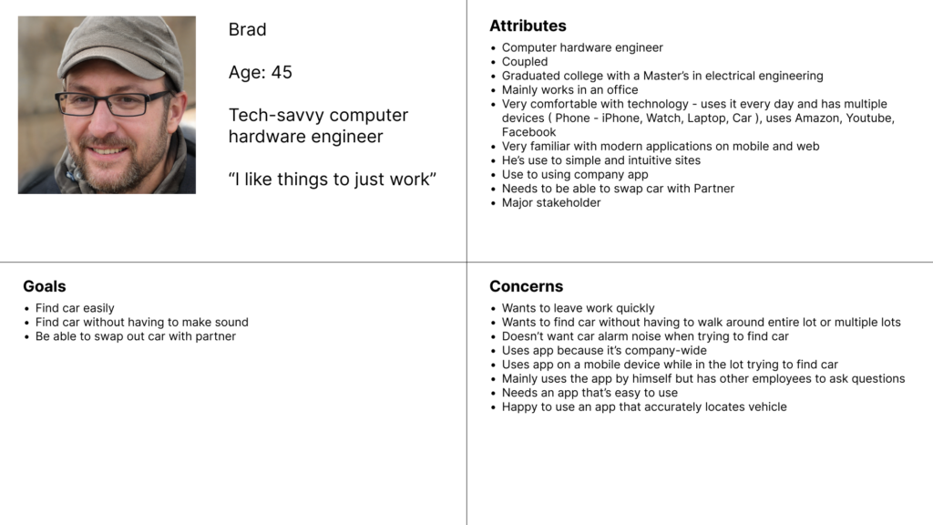 Car locator persona for employee persona type