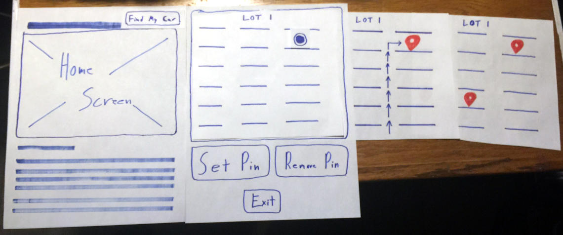 Paper prototype for car locator feature